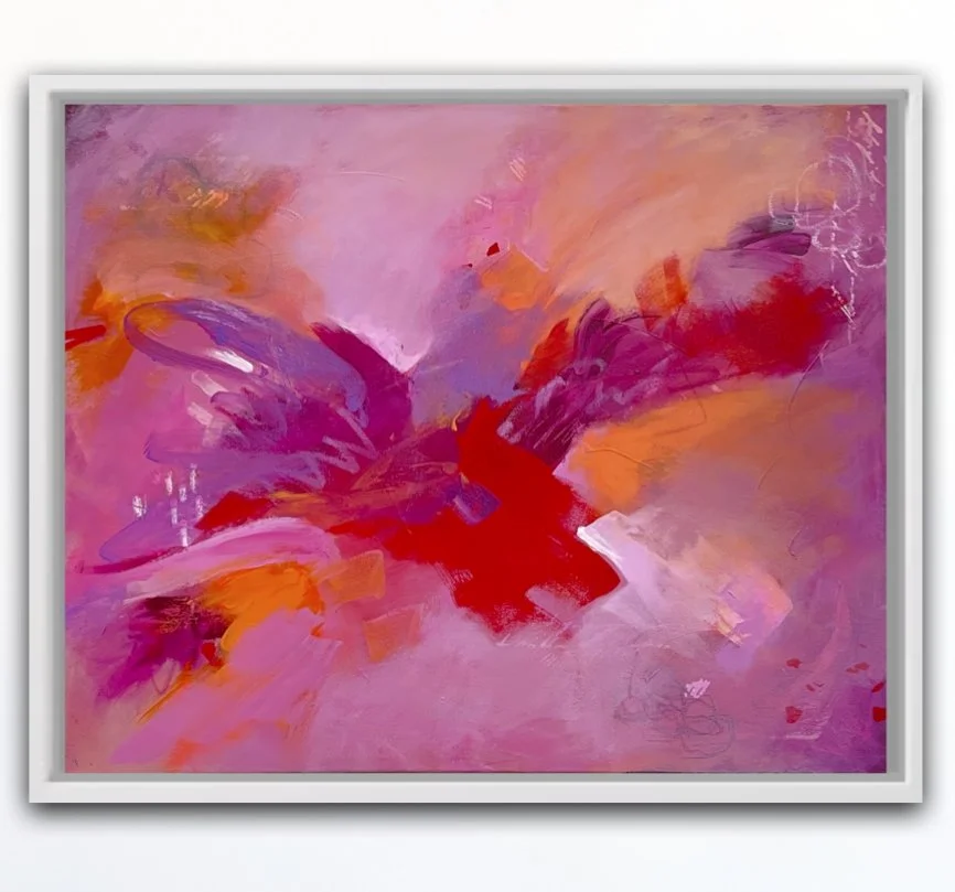 Summer inspired original artwork in white frame