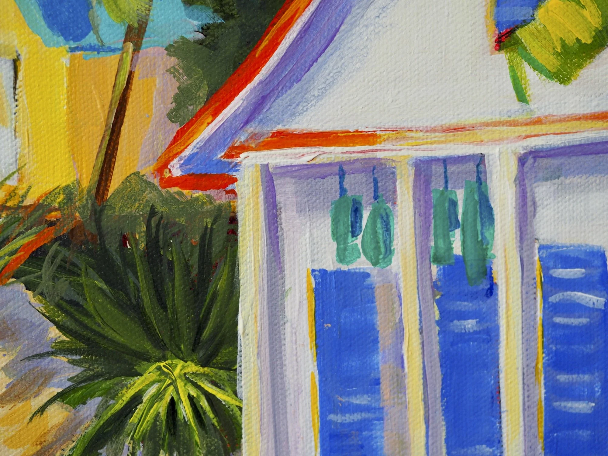 Detail of Blue Shutters, Bahamas showing the shutters and bouys