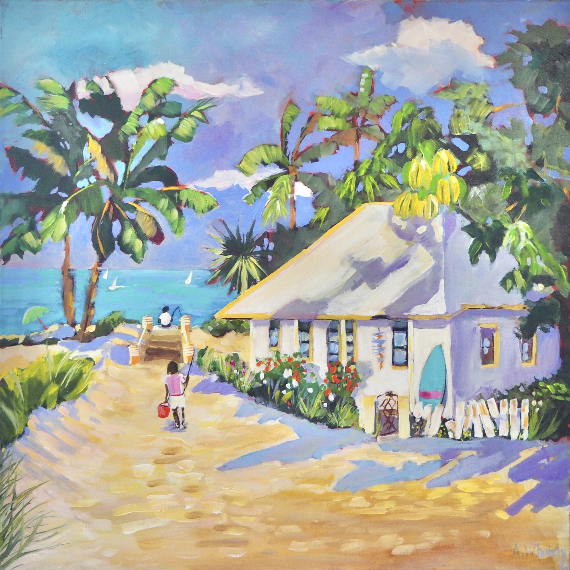 Sandy Track, an original acrylic painting of a Queensland beach path by Australian artist Anne Whately