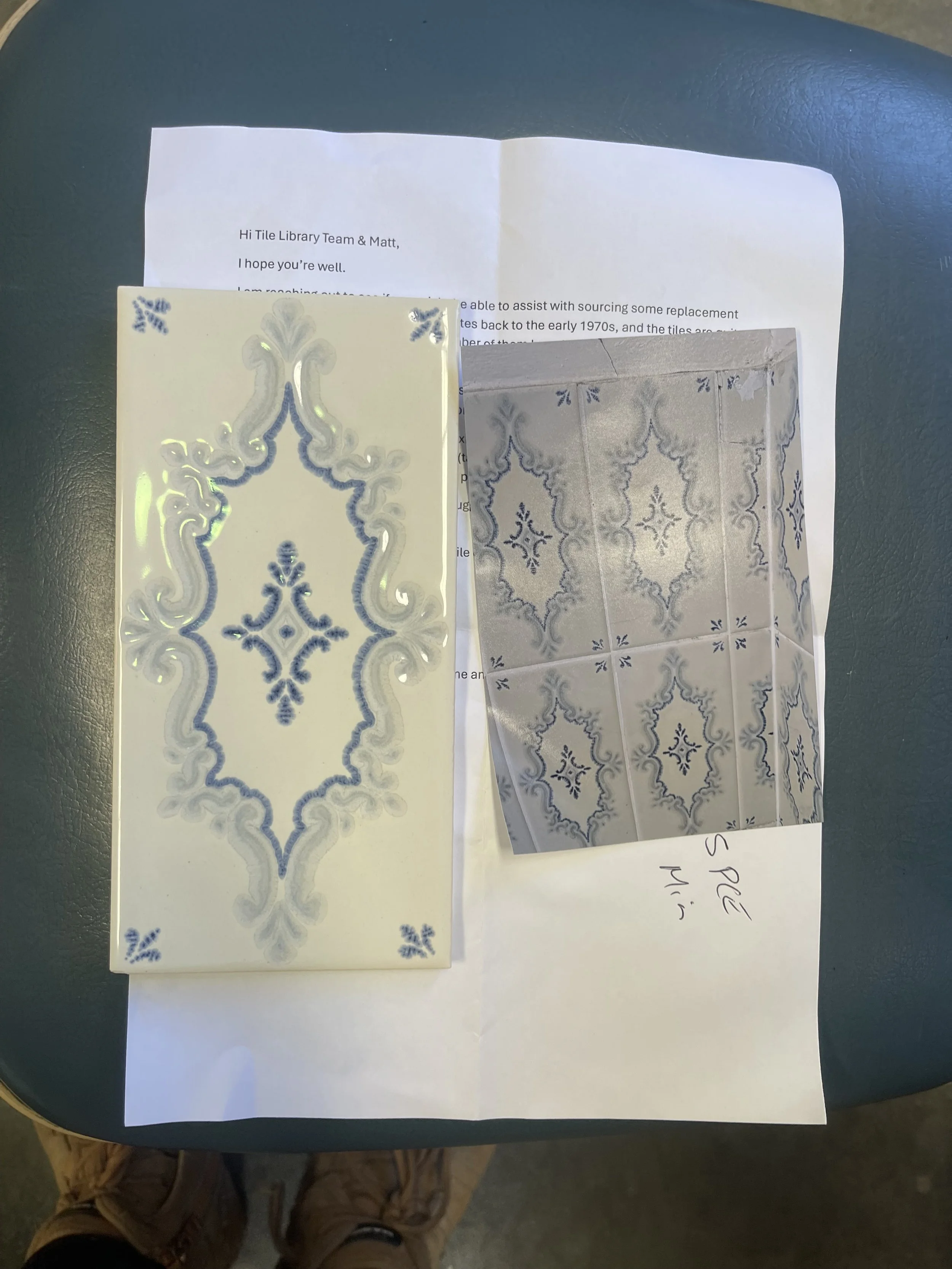 use of a photo to match a patterned vintage tile