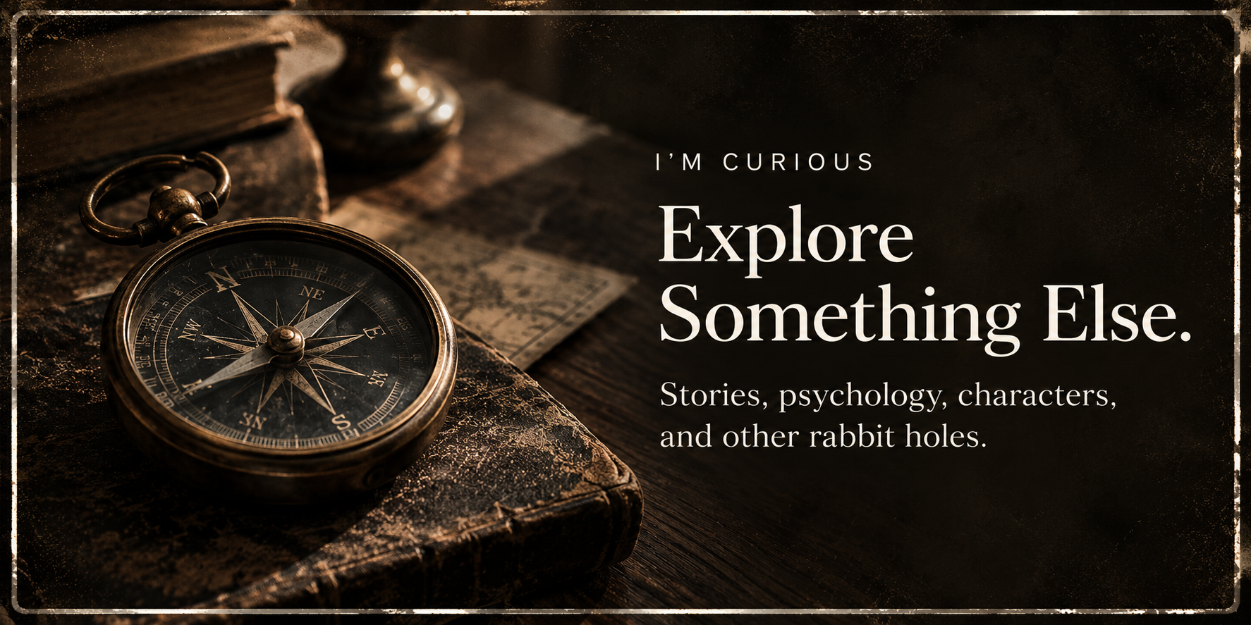 An antique brass compass resting on a worn book with aged paper, on a dark wooden surface with a blurred background.