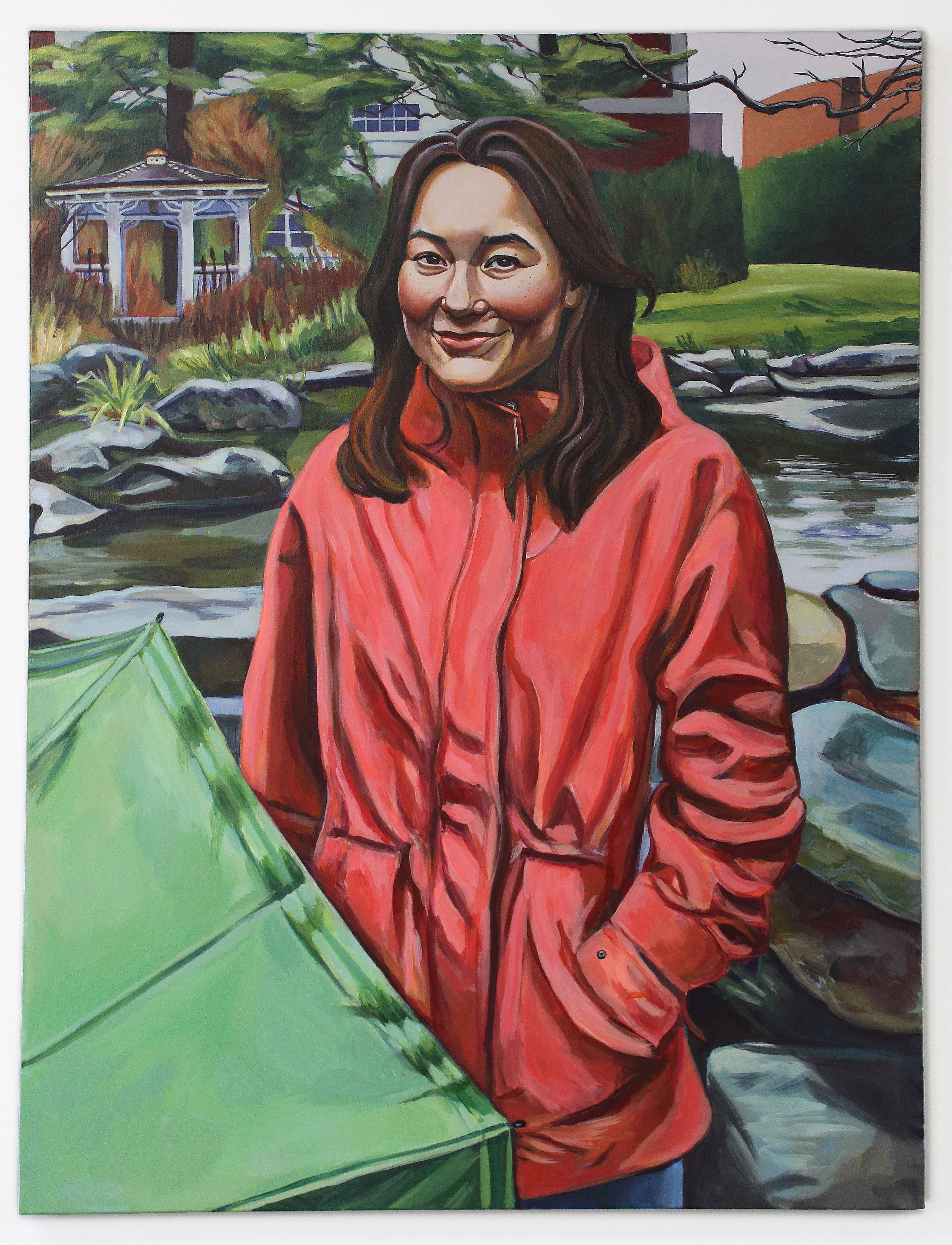"Aiko After the Rain Showers", 36 x 48 inches, acrylic on canvas, 2026. 