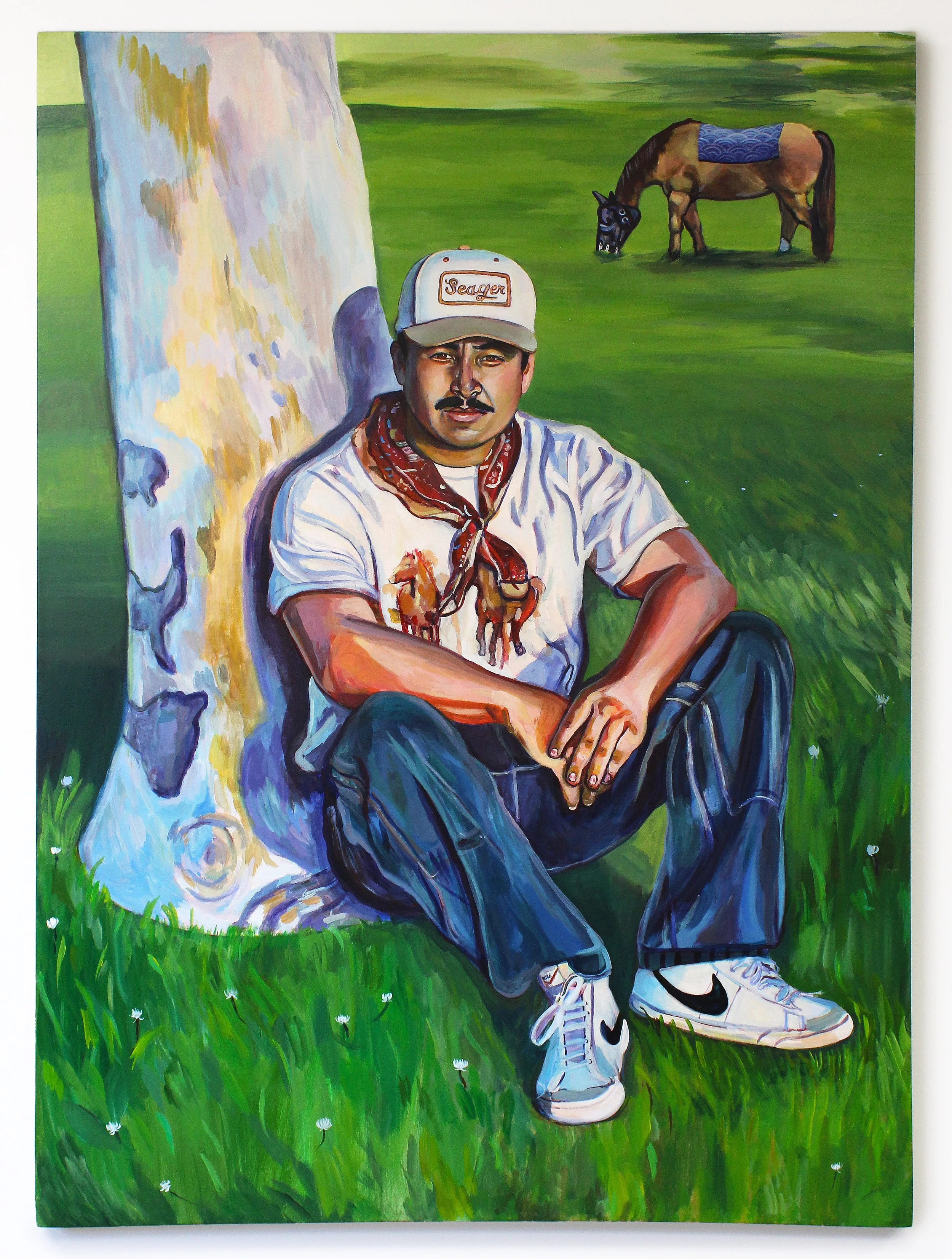 "Chase the San Diego Rider", 48 x 66 inches, acrylic on canvas, 2026.