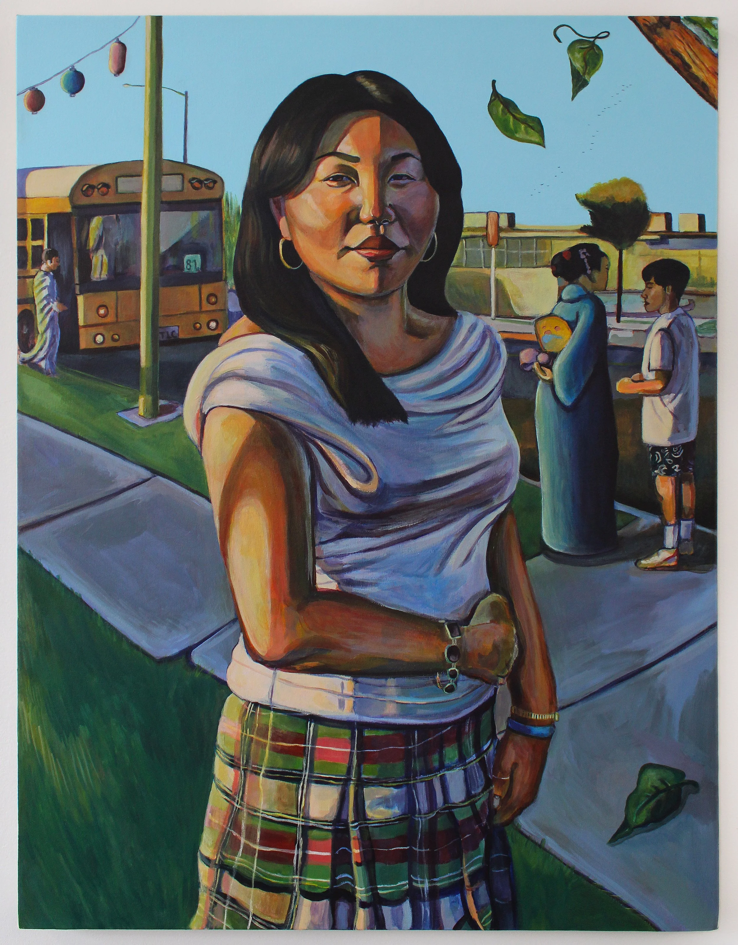 "Peytynn Outside the Orange County Obon",  36 x 48 inches, acrylic on canvas, 2025. 