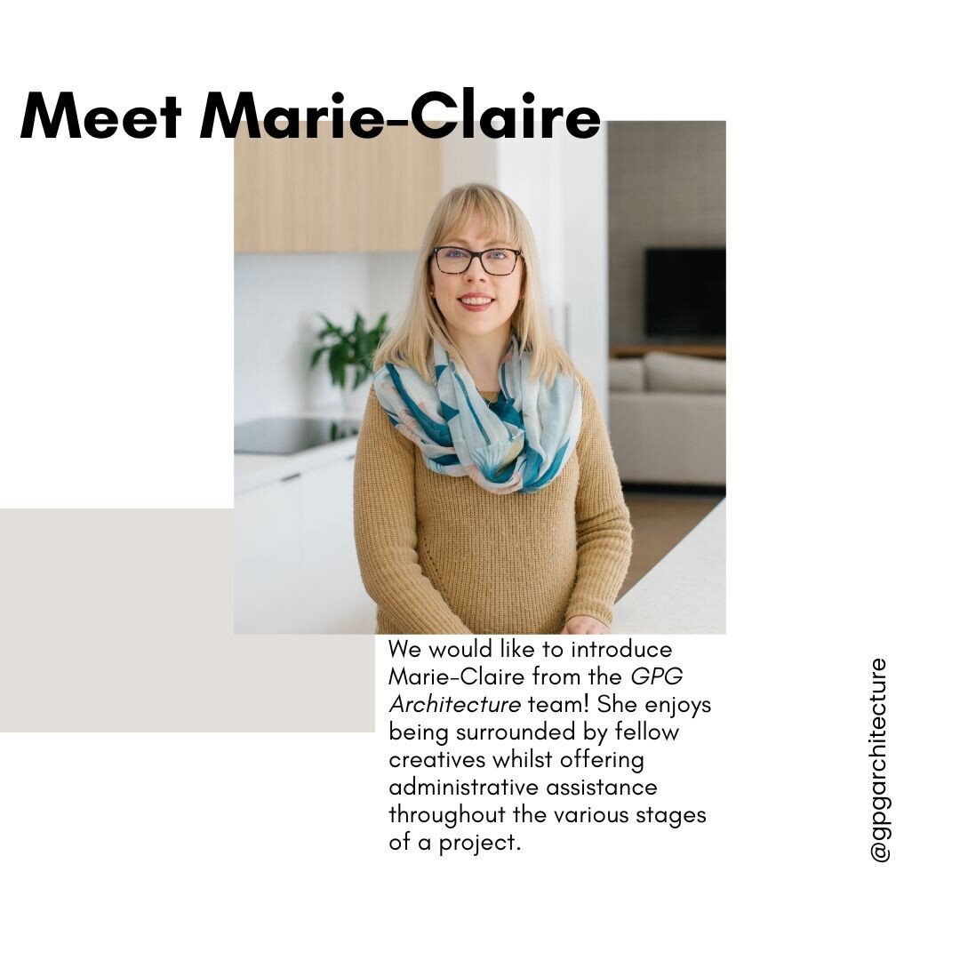 Meet the Team Series - 

Let me introduce myself, I'm Marie-Claire, Administration Assistant at GPG Architecture. Starting out with Work Experience in 2018, I have been fortunate enough to develop my skills and interests in the design industry by pro