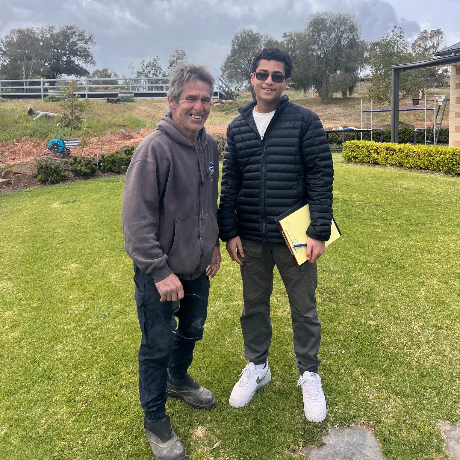 Recently we hosted another work experience student, Jeremiah! Jeremiah attended a site visit to our residential project located outside Wagga, he is pictured with builder Carl Burt of Discerning Building & Design. We hoped Jeremiah enjoyed his wo