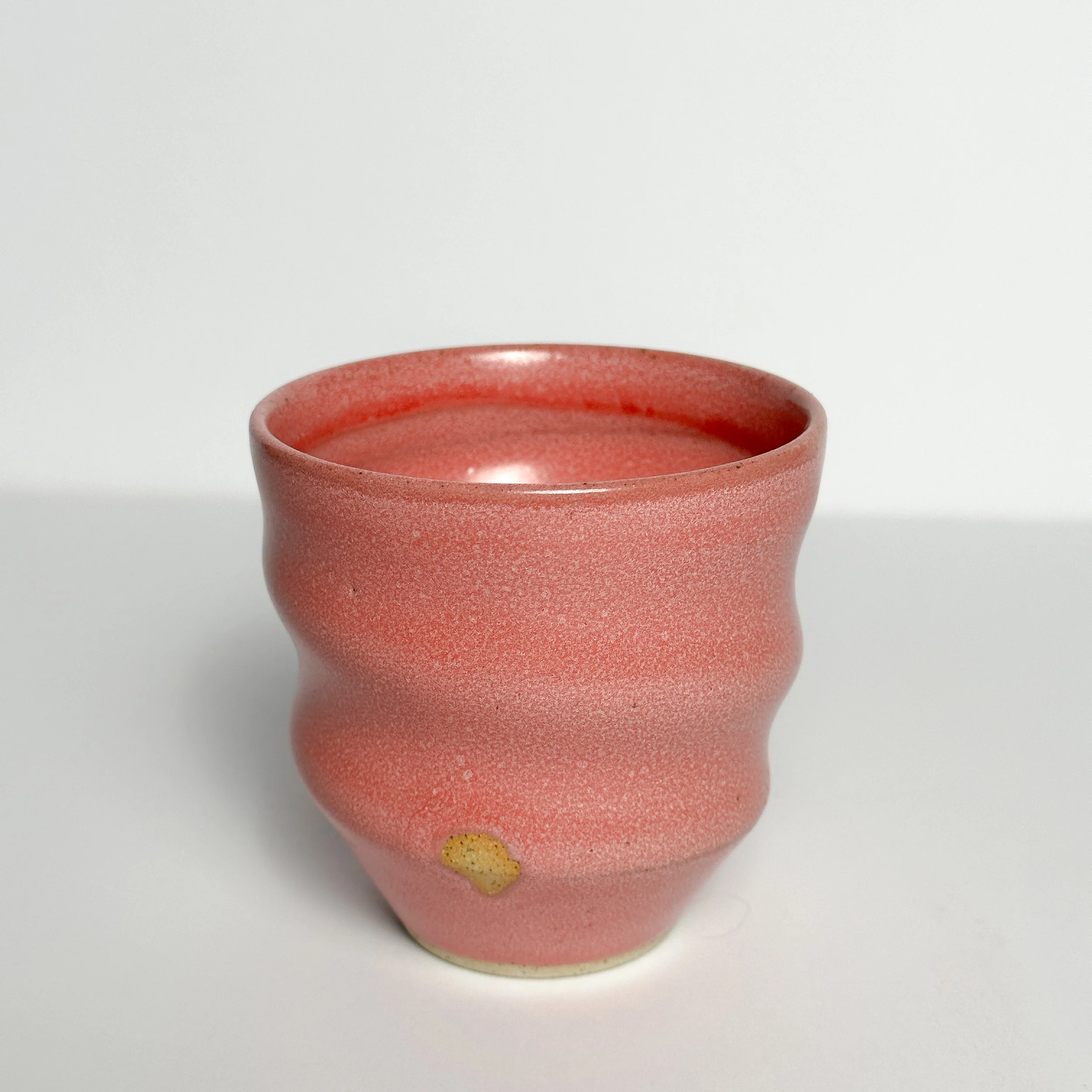 Red wheel thrown ceramic latter cup