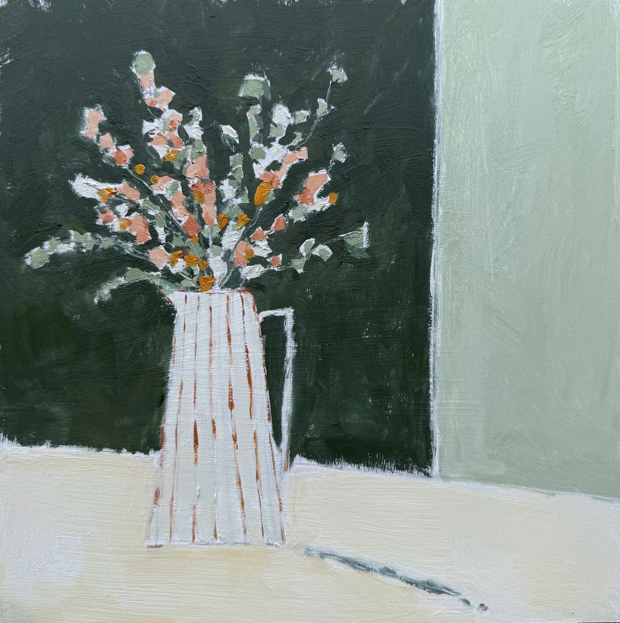 August Still Life. Oil on board, 10 x 10 inch. Available.