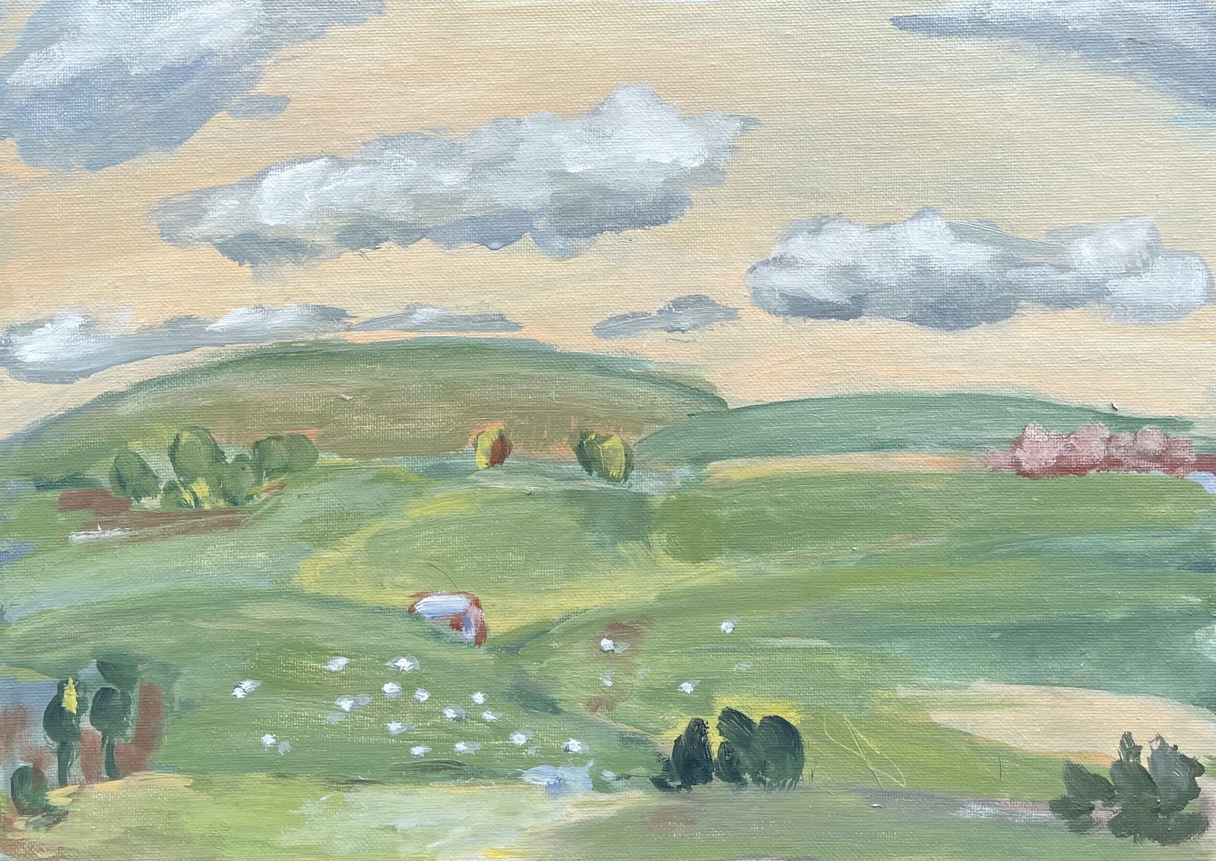 Sunset Grazing.
Oil on board,
10x14 inch