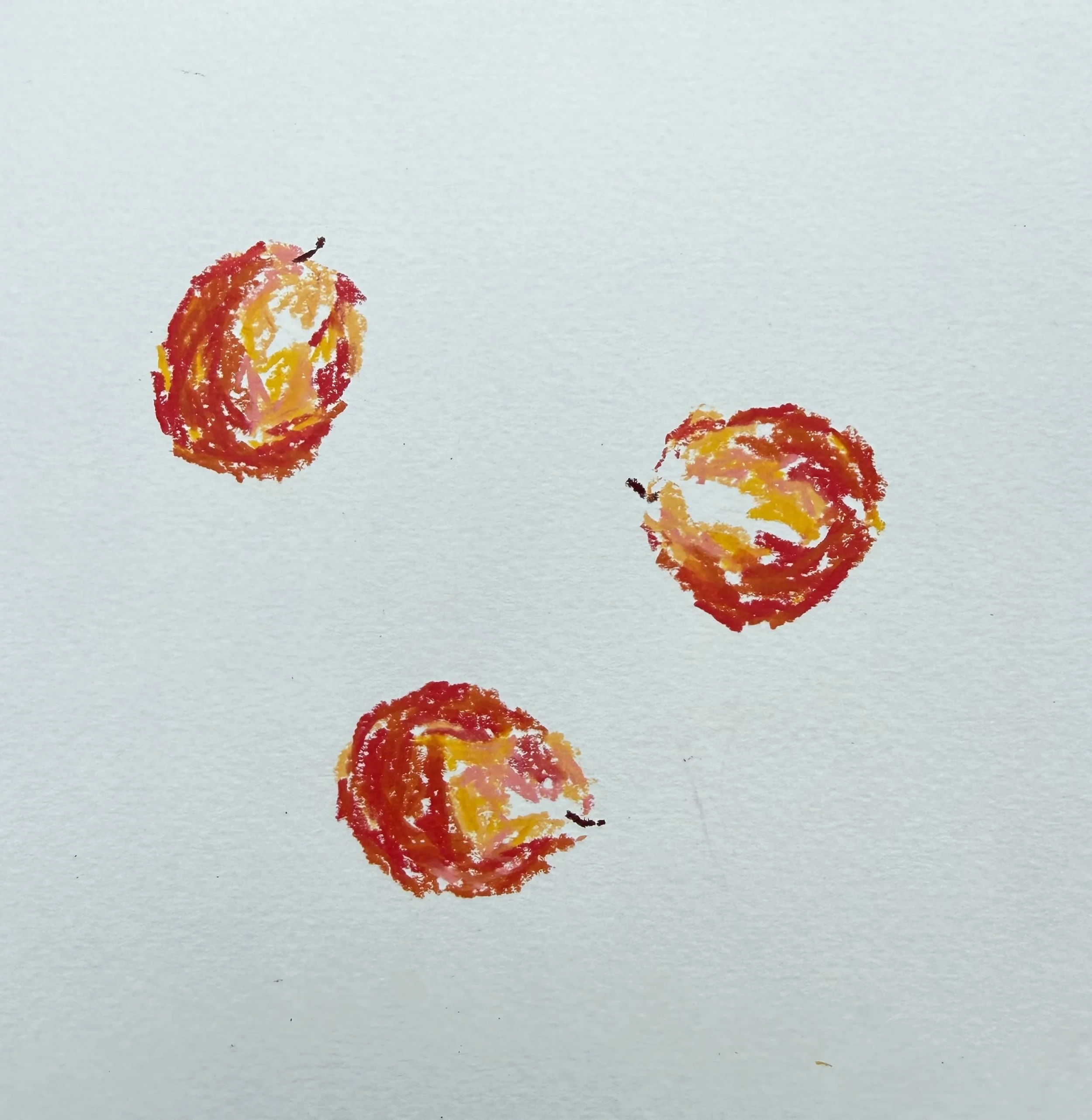 Plums I. Wax pastel on cold-pressed paper. 
