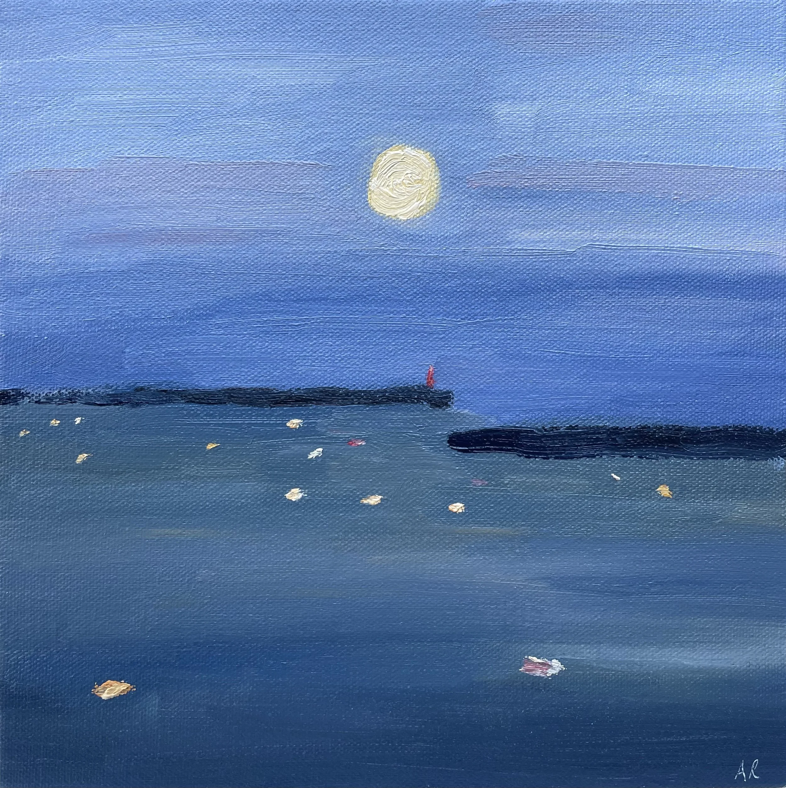 Moonlit Moorings.
Oil on canvas,
8 x 10 inch.
Sold.