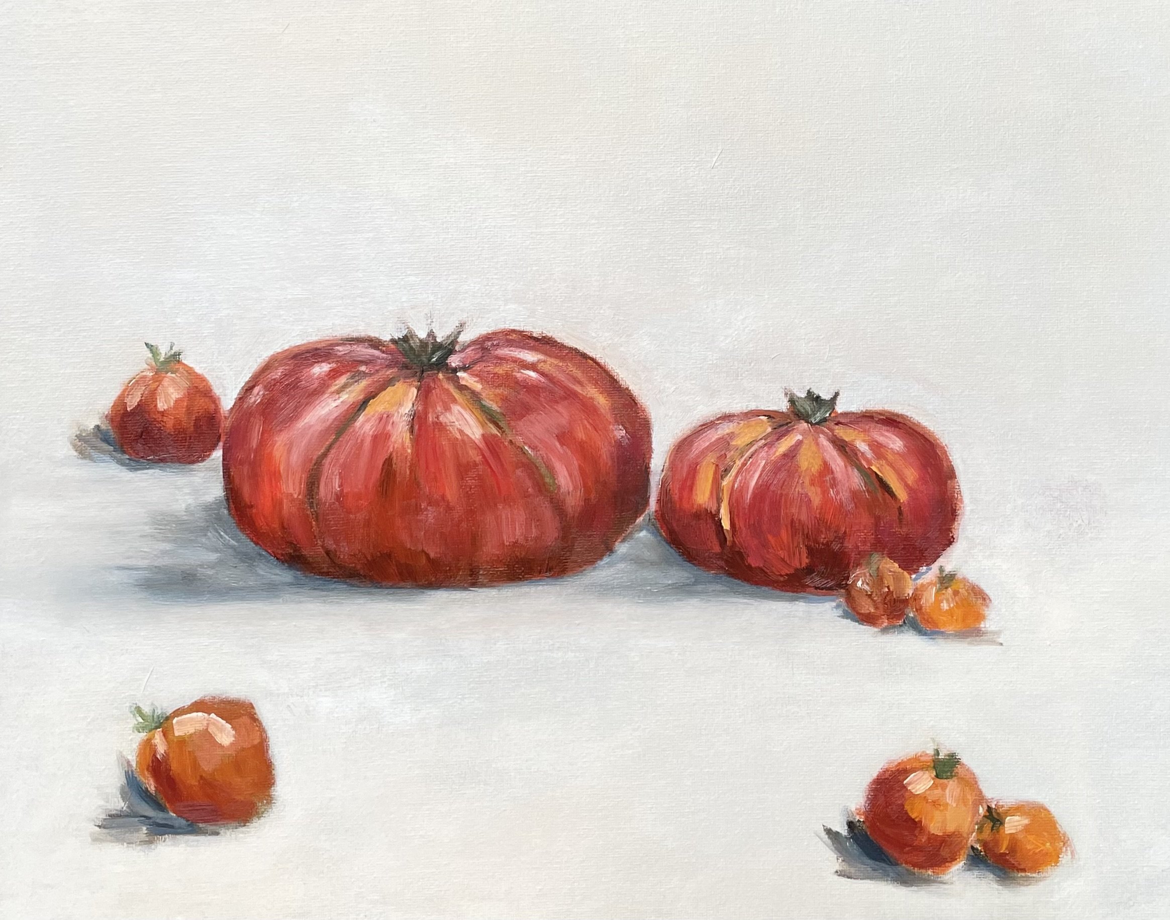Heirloom Tomatoes.
Oil on board,
20x24inch