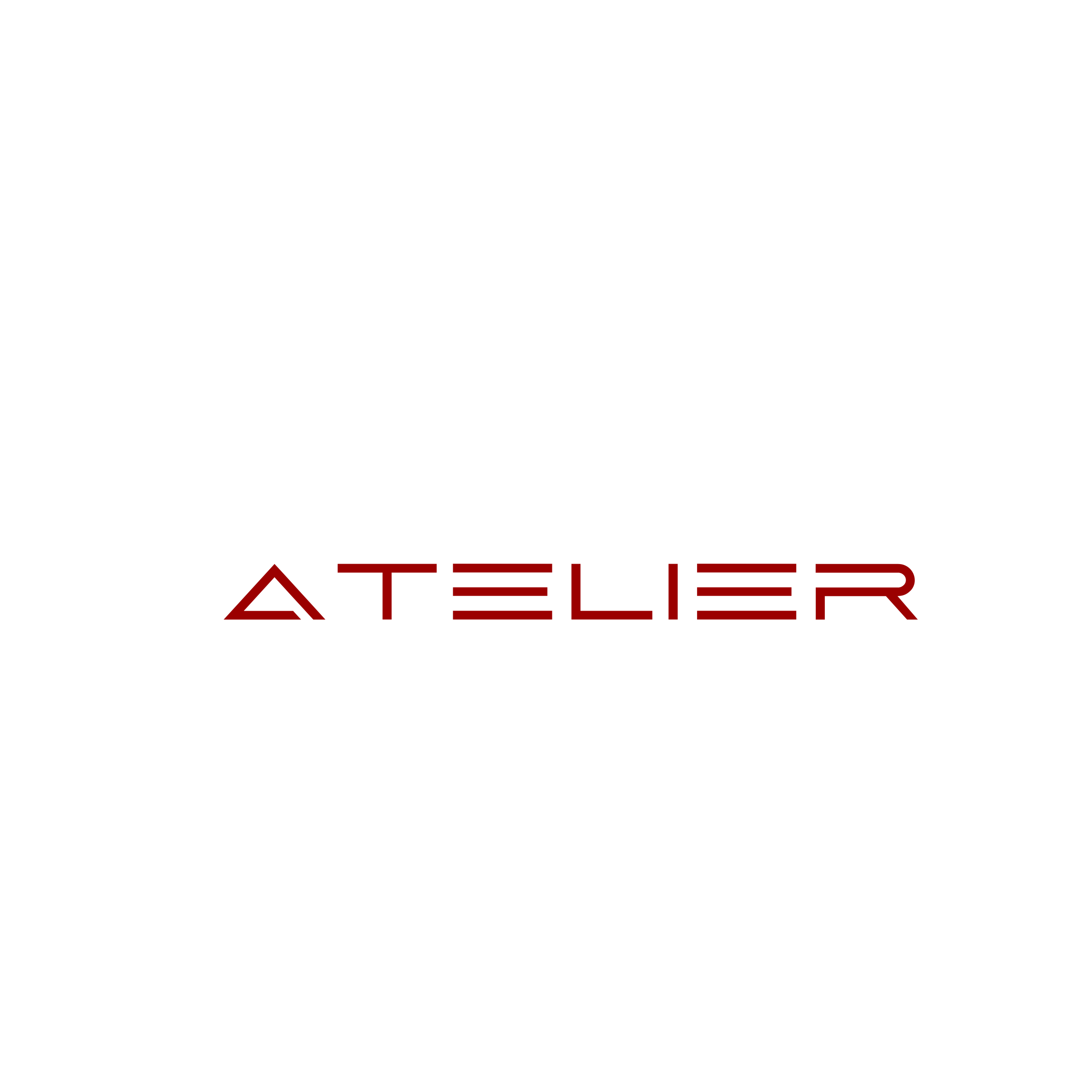 Black background with overlay text: "OUR ATELIER ENTER" with 'OUR' in white, 'ATELIER' in red, and 'ENTER' in white.