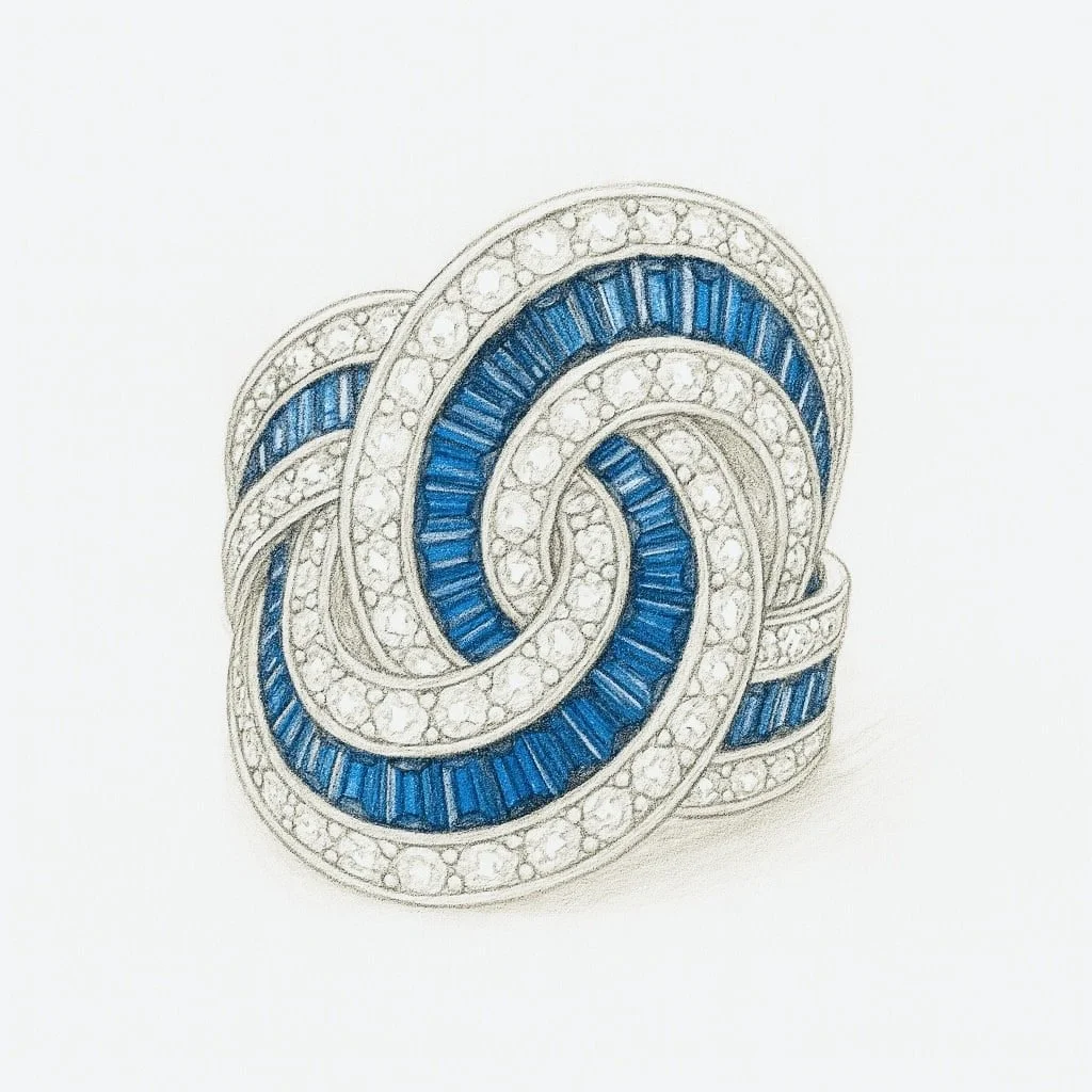 ring design with sapphires and diamonds