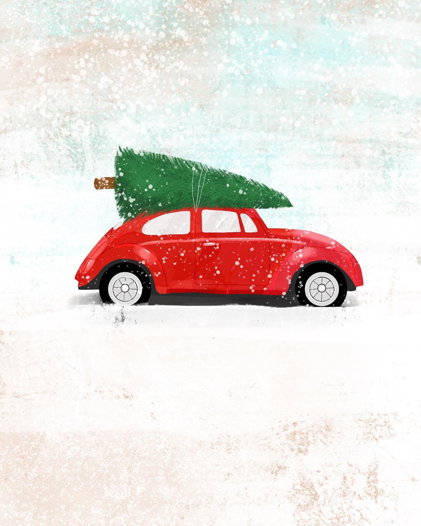 I managed to do a little holiday piece. Can&rsquo;t quite believe it!

🚗🌲

#gettingthechristmastree #christmastreeonacar #redvwbeetle #christmasart #christmasartwork #christmasillustration #holidayillustration