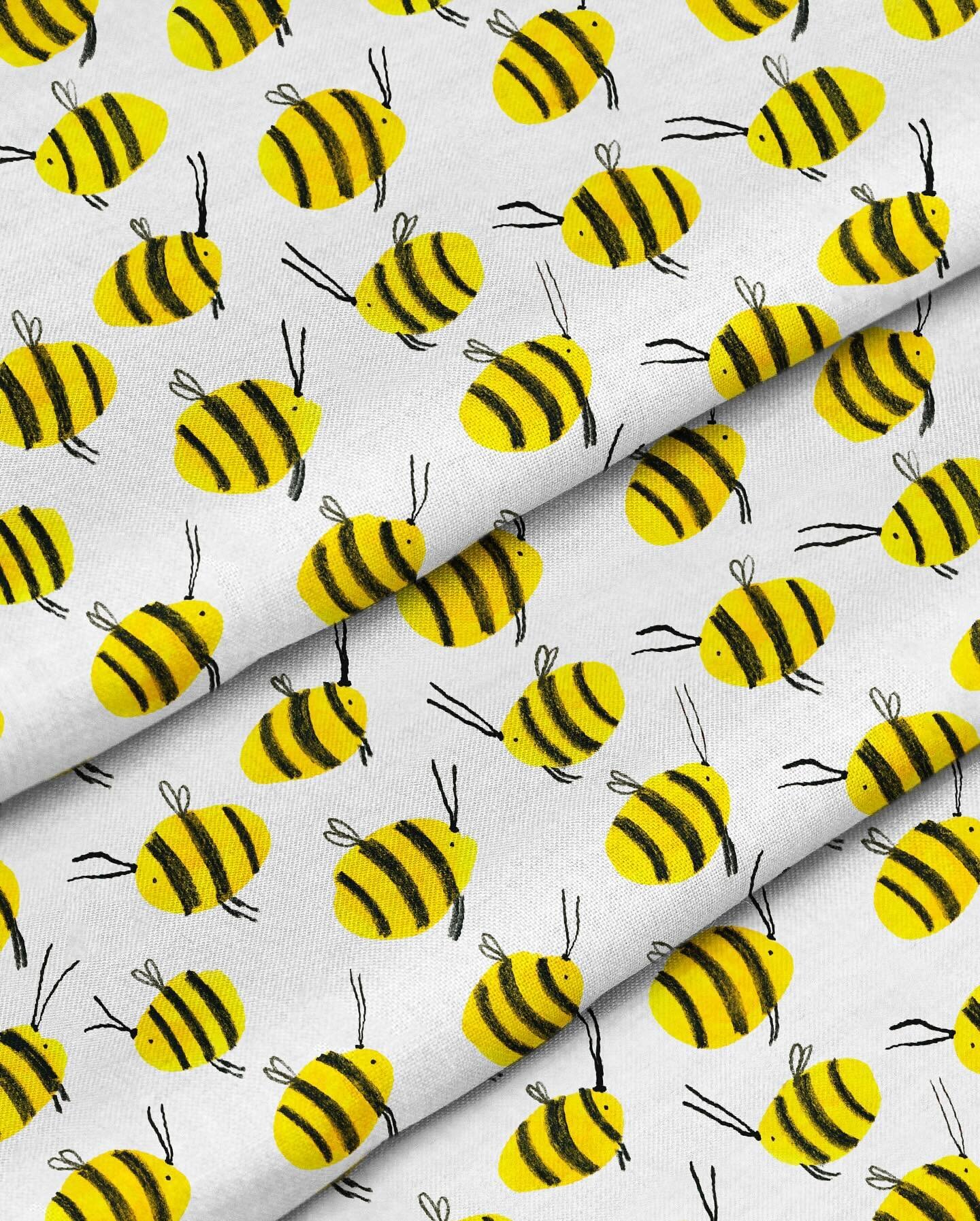 Hello 👋🏼, it&rsquo;s been such a long while. Work is kicking my a$$ at the moment so personal work and play is and has been taking a big back seat. I did manage to make a wee bee pattern from the drawings I did in my sketchbook yonks ago though 🐝 