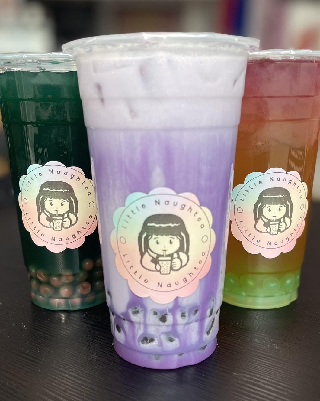 Got some new ingredients thought we&rsquo;d have a play around with bubble teas 🧋.

Shrek&rsquo;s bubble tea 🧋 
Traffic light 🚥 bubble tea 🧋 
Dirty Taro bubble tea 🧋 

#bubbletea #bubbleteaaddict #leeonthesolent #littlenaughtea #bubbletealover #