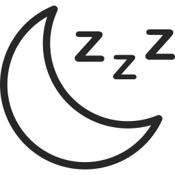 A crescent moon with three z's indicating sleep.