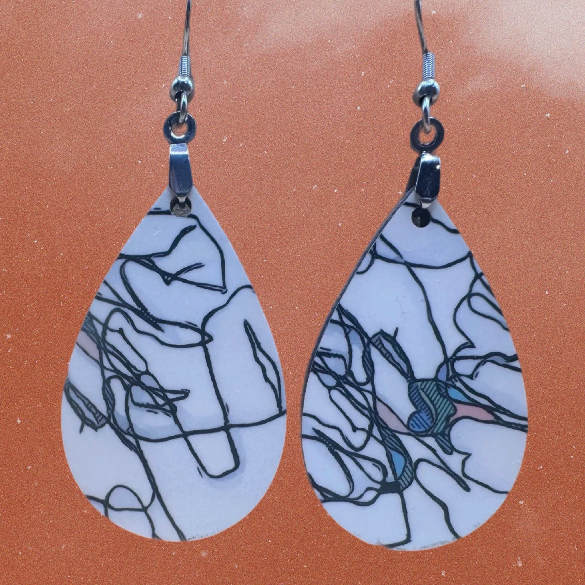 Hand Shadow Teardrop Earrings
