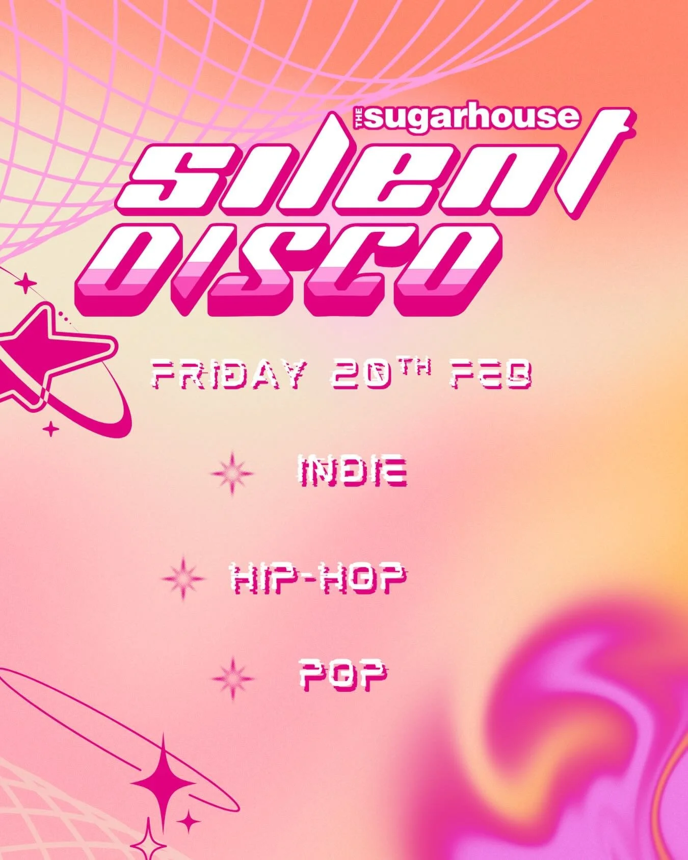 🎧 SILENT DISCO at SUGARHOUSE &ndash; CHOOSE YOUR BEAT! 🎶✨

Get ready for the ultimate quiet party &mdash; Sugarhouse&rsquo;s Silent Disco!

Grab your headphones, choose your channel, and let the music take over as you dance the night away in comple