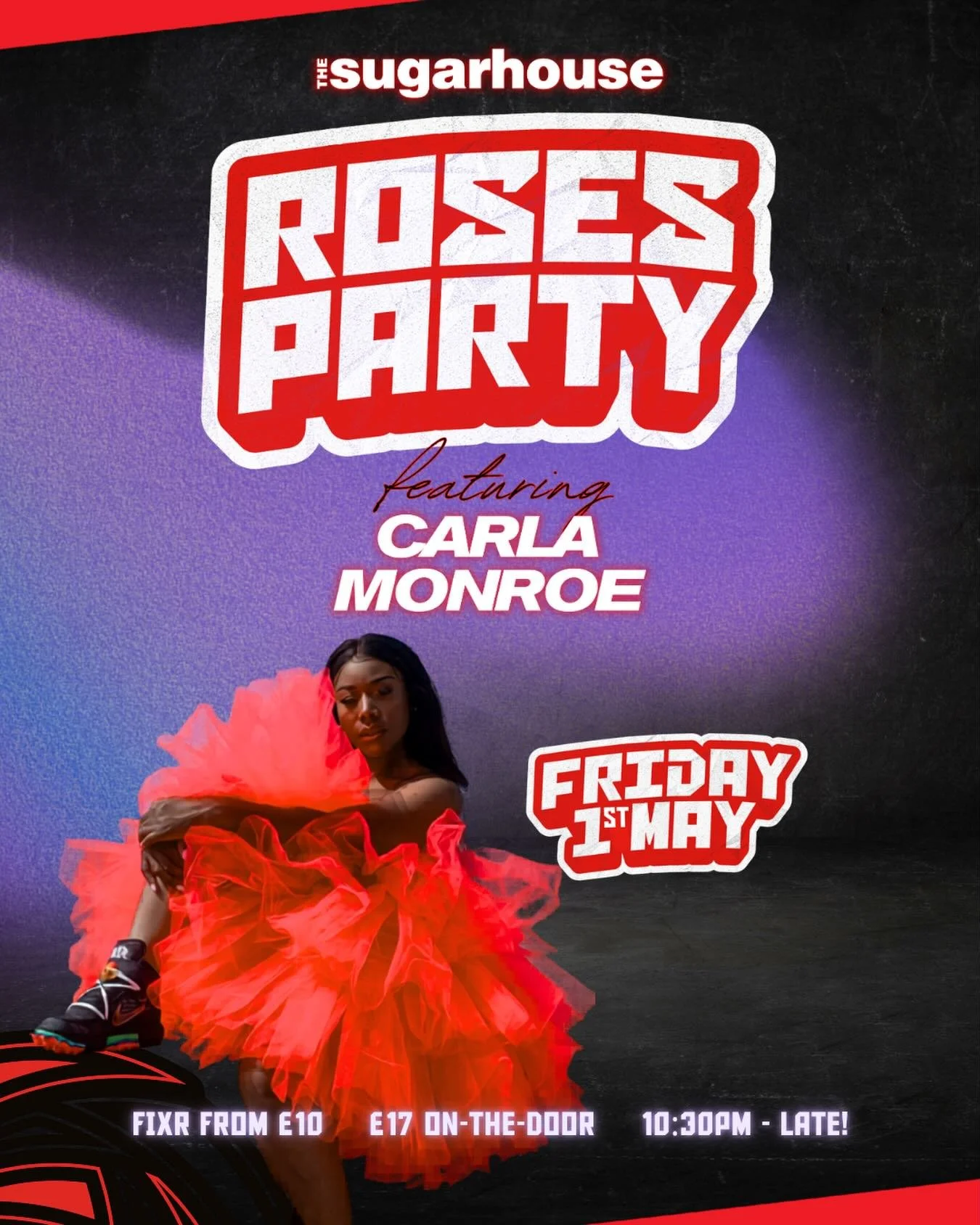 Kicking off the biggest weekend of the year in style!
Friday 1st May, the incredible @carlamonroe is taking over The Sugarhouse to start Roses right.

Let&rsquo;s set the standard!

Tickets on sale 12pm TODAY