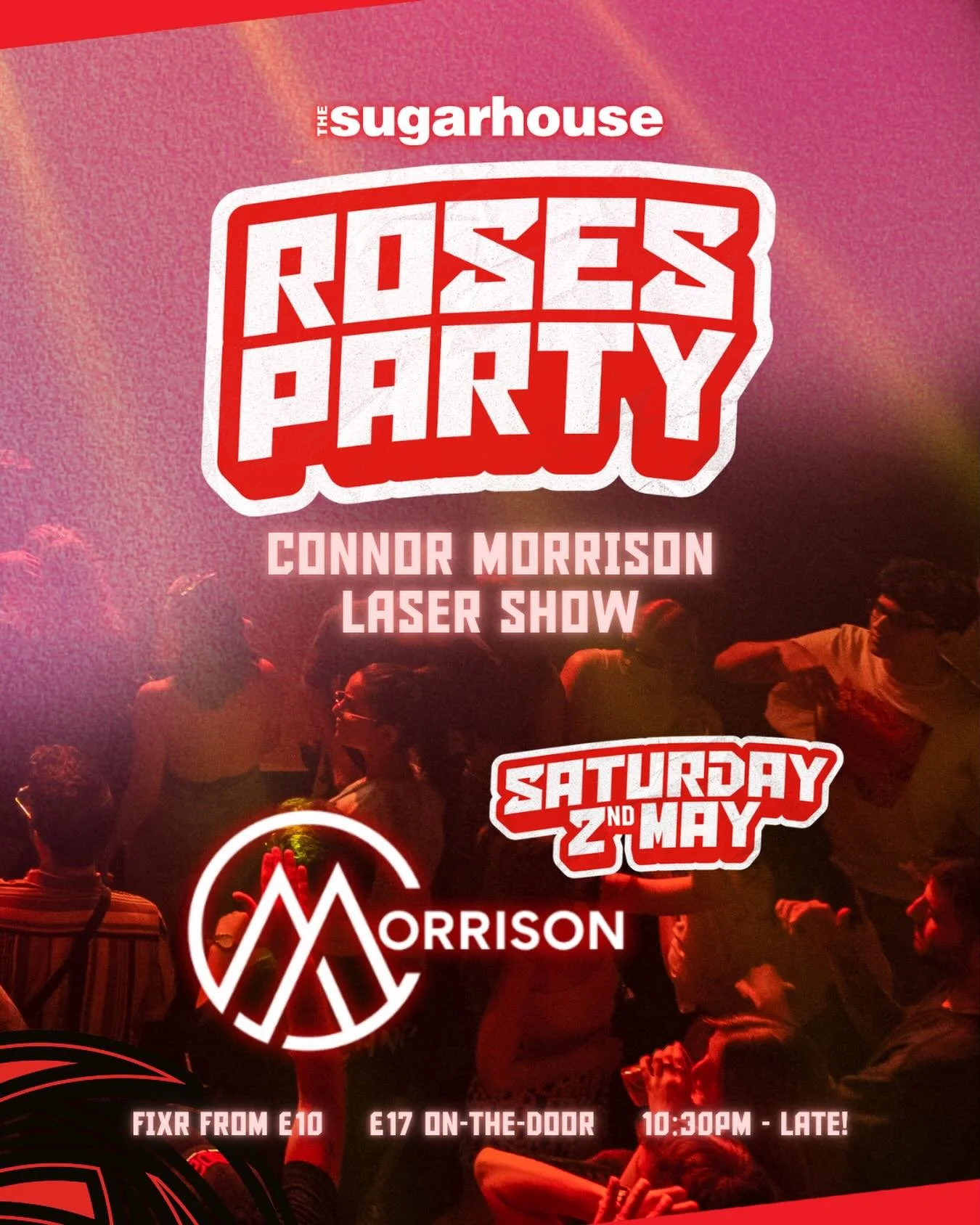 Roses Party just got an upgrade ⚡️ Join us for a massive laser show at The Sugarhouse, powered by RedBull.

York and Lancaster Students, the battle of Red and White is on the dancefloor.

Tickets on Sale 12pm TODAY