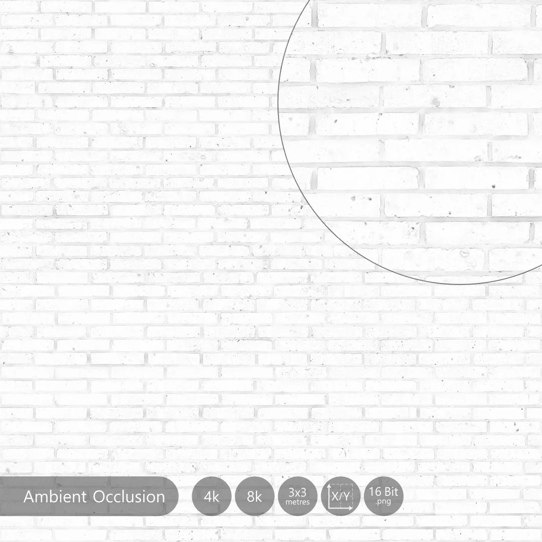 High quality brick wall texture map, Ambient Occlusion 4k and 8k