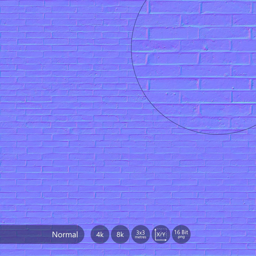 High quality brick wall texture map, Normal 4k and 8k
