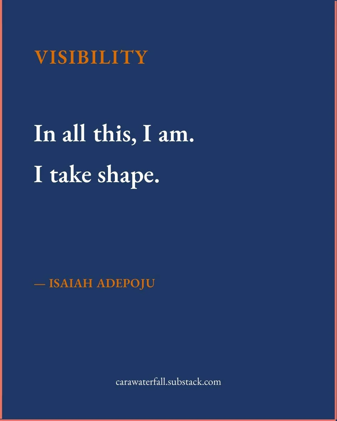 🌱 VISIBILITY

&ldquo;In all this, I am. I take shape.&rdquo;

In his second quarterly reflection, DEW Scholar @isaiah_adepoju_ writes about grief, joy, and the slow work of becoming a writer.

🔗 Link in bio

#poetry #writersjourney #AfricanPoetry #