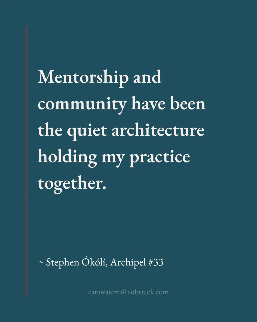 🤝 &ldquo;Mentorship and community have been the quiet architecture holding my practice together.&rdquo; ~ @okoliwest90 

Link in bio.

🌊 #Archipel #Currents�#LiteraryCommunity #Mentorship #PoetryCommunity