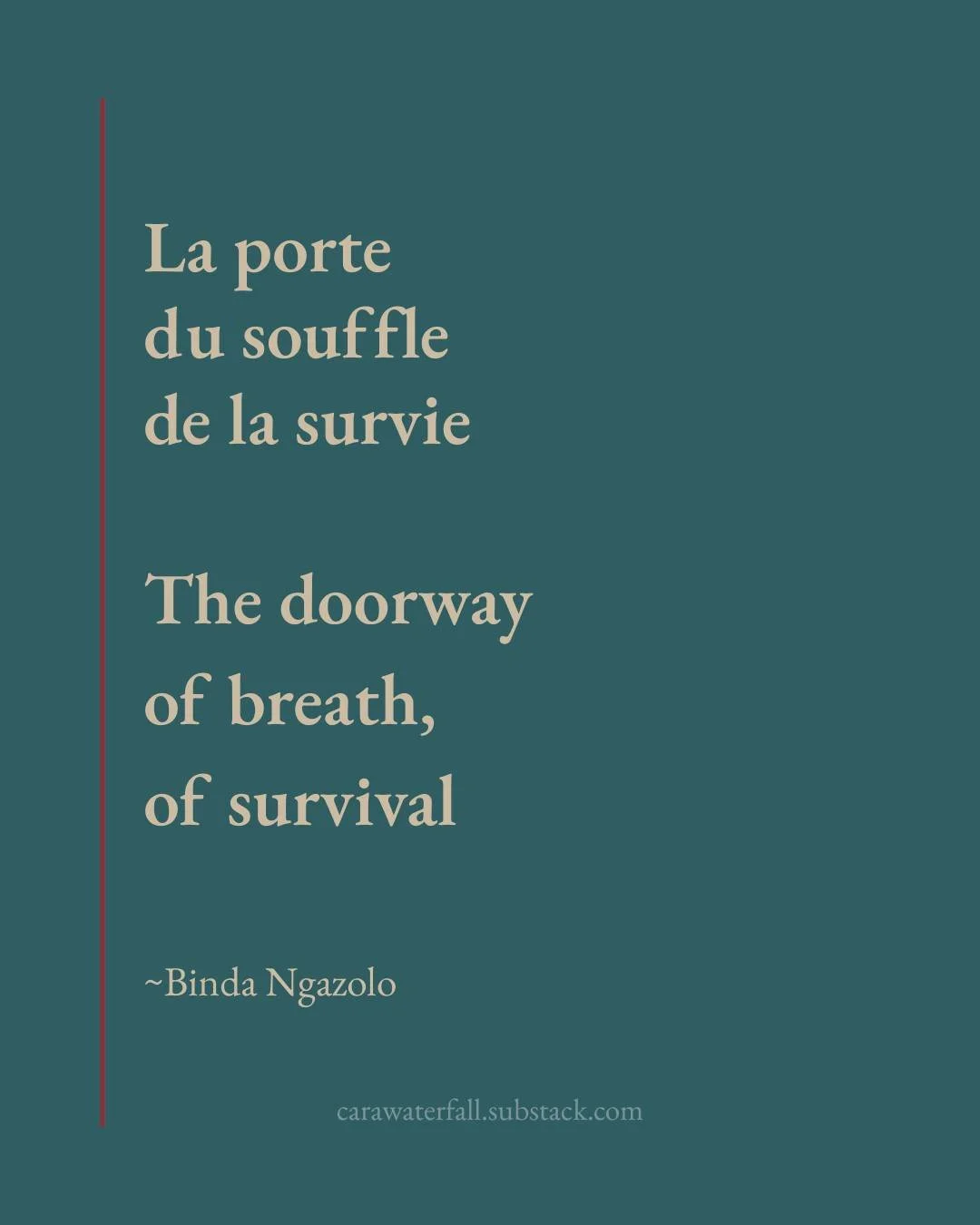 &ldquo;The doorway of breath, of survival.&rdquo;
~ @binda01 

Some languages aren&rsquo;t meant to be fixed.
They are meant to be lived.

Final echo from this week's Archipel from the inimitable storyteller and multidisciplinary artist Binda Ngazolo