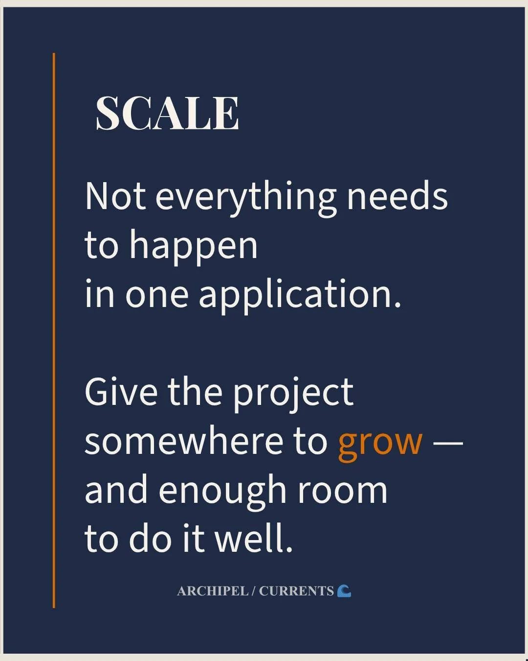 🌊 Scale is not the same thing as ambition. 
One of the hardest parts of grant writing is deciding what belongs now &mdash; and what can remain outside the frame. 

Sometimes strength comes from choosing a version of the work that can be completed wi