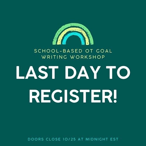 ‼️The doors are closing TONIGHT for the School-Based OT Goal Writing Workshop. You have until midnight EST (10/25) to register.

This 2-part course includes a 1-hour lesson PLUS a 90-minute live workshop event!

💻 In the pre-recorded course lesson, 