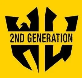 A black and yellow graphic with the word "RAISE" at the top, "2ND GENERATION" beneath it, and a stylized emblem resembling a superhero mask or shield.