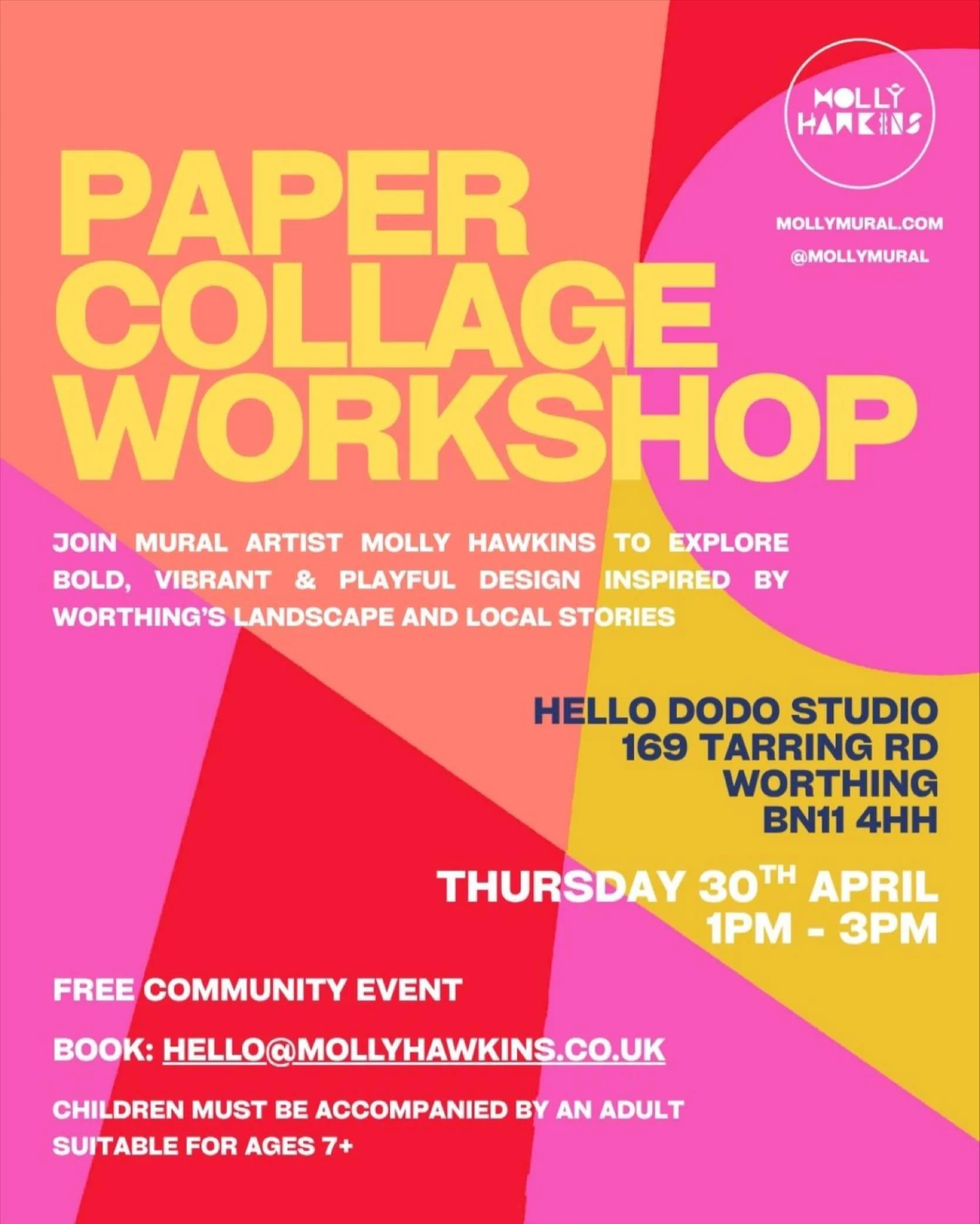 🧡🔸Workshop fun coming to Worthing, West Sussex🔹🔵

Come join me at @hellohellododo for a free collage session 1-3pm on Thursday 30th April. I&rsquo;d love to see you there! More details below ✂️✨

Explore colour, shape and pattern in a playful pap
