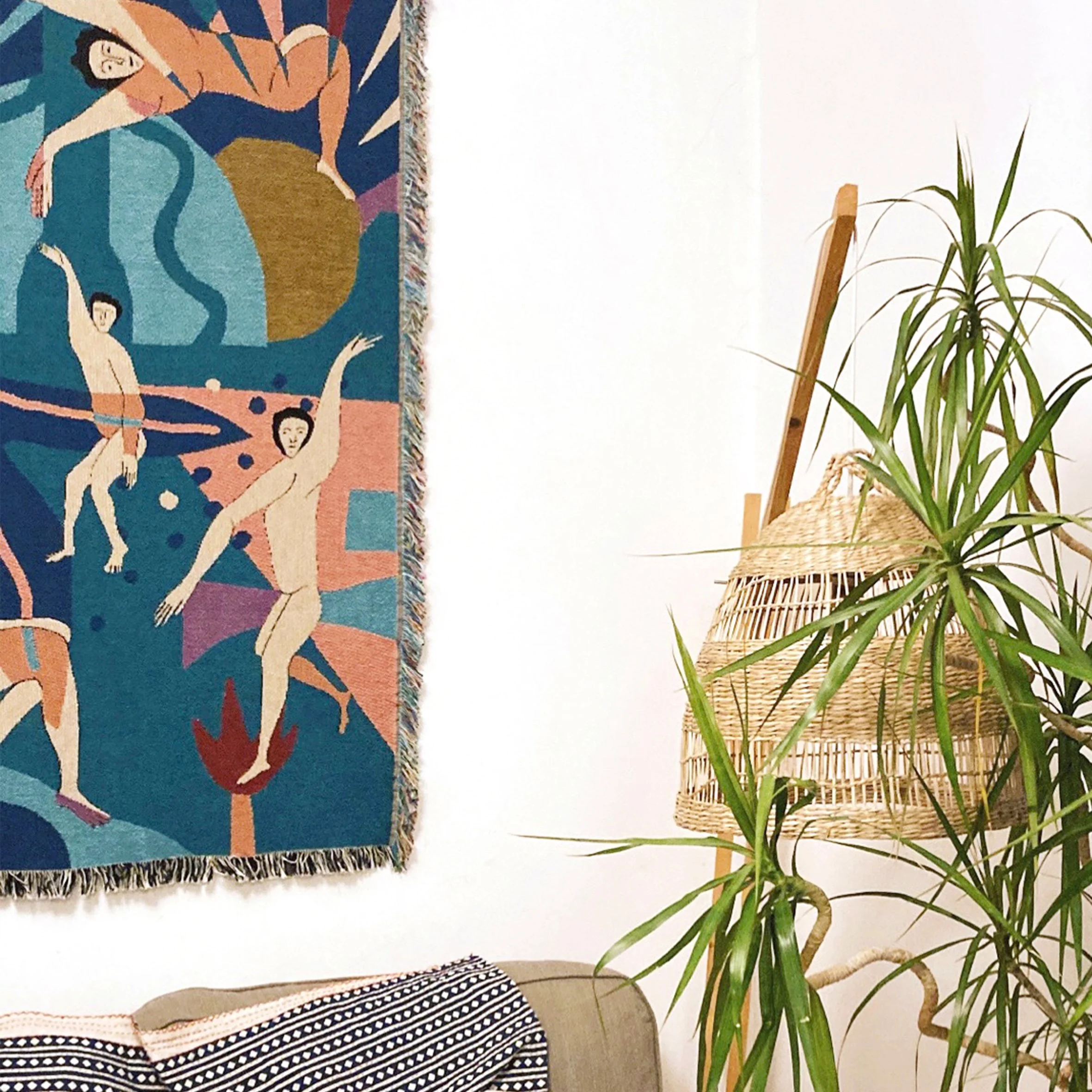 Dancing Queens Woven Tapestry Abstract Collage Design Artist Molly Hawkins.jpg