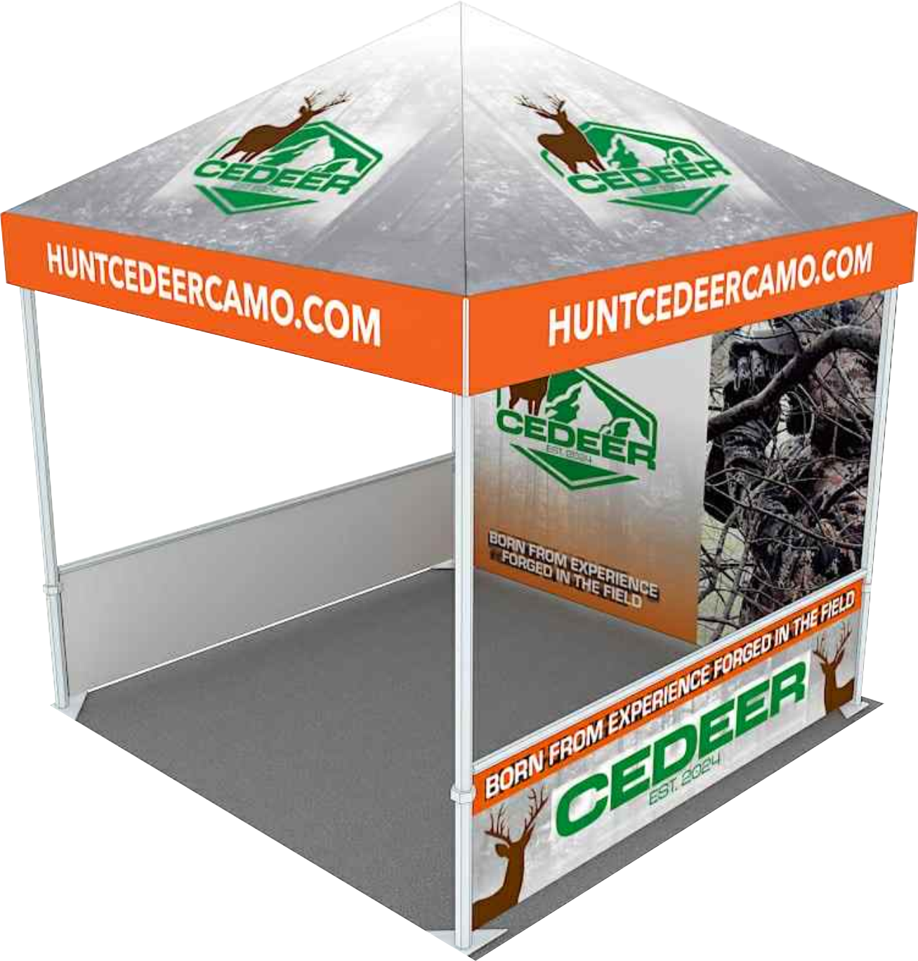 Trade show booth with custom branding