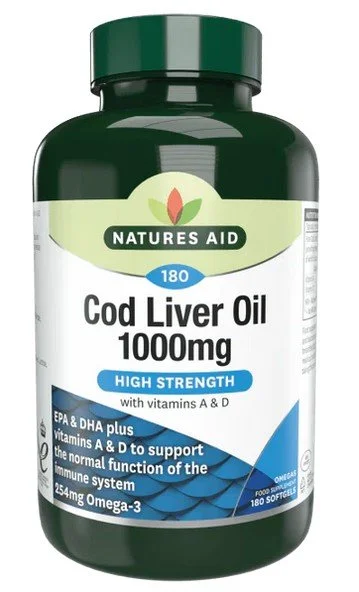 Natures Aid's Cod Liver Oil (High Strength) 1000mg - 1x90Caps