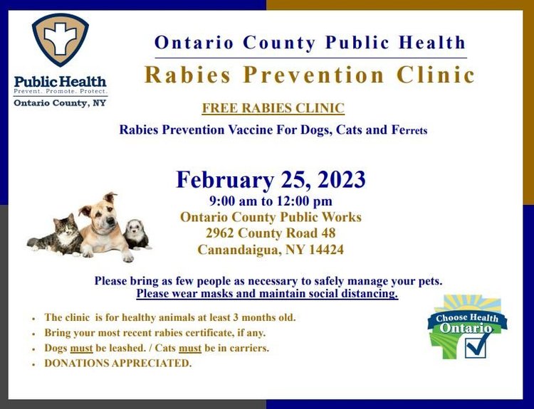 Ontario County Public Health Free Rabies Clinic — Ontario County Humane ...