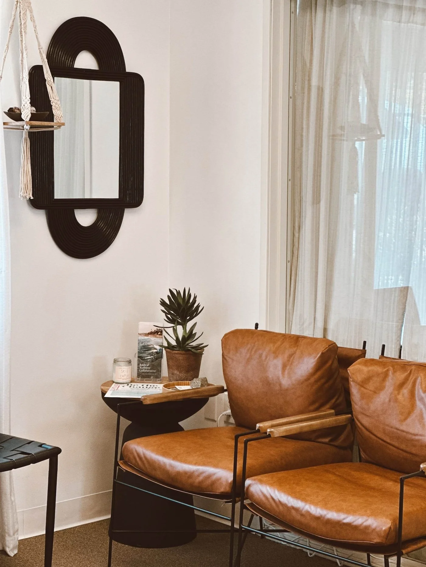 Cozy therapy waiting area at The Bloom Room Therapy Group in San Clemente
