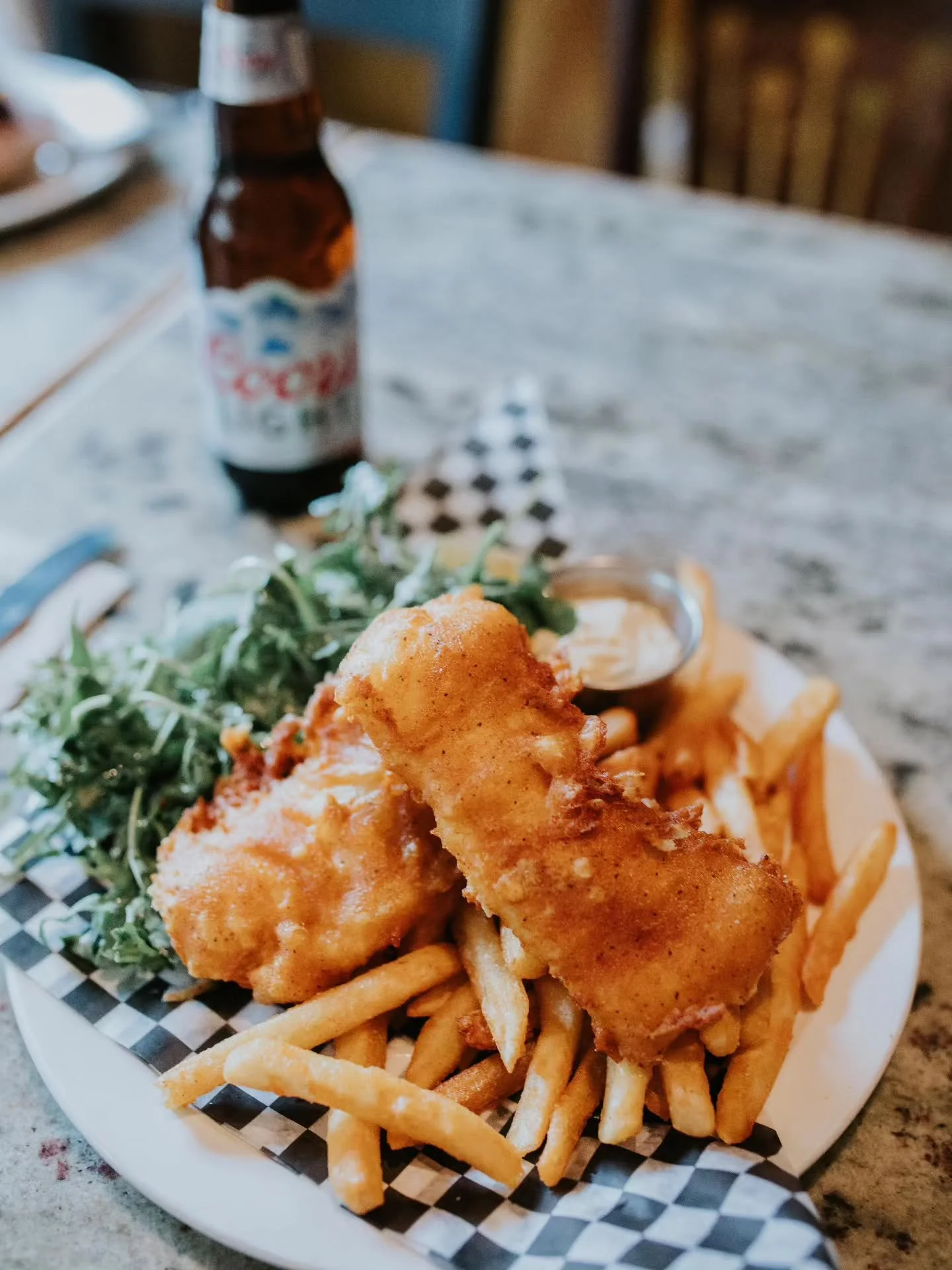 Beer Battered Cod and Chips $23.50

Available all day every day 8am - 9pm