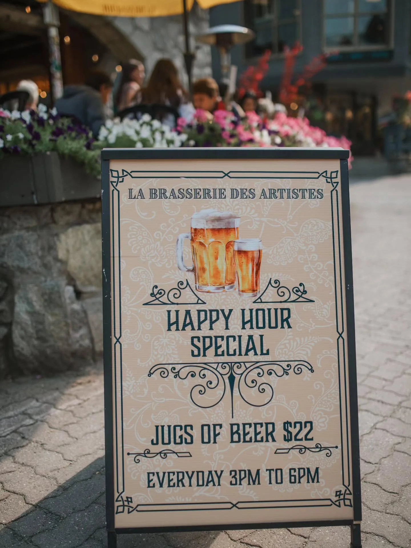 Need an excuse to sit under a heated patio on a sunny afternoon? 

Happy hour 3 - 6pm

Jugs of beer $22

Any tap;

Lager - Phillips Full Tilt
Honey Lager - Russell
Pilsner - Steamworks
IPA - Coast Mountain Hope You're Happy
Hazy Pale Ale - Phillips G