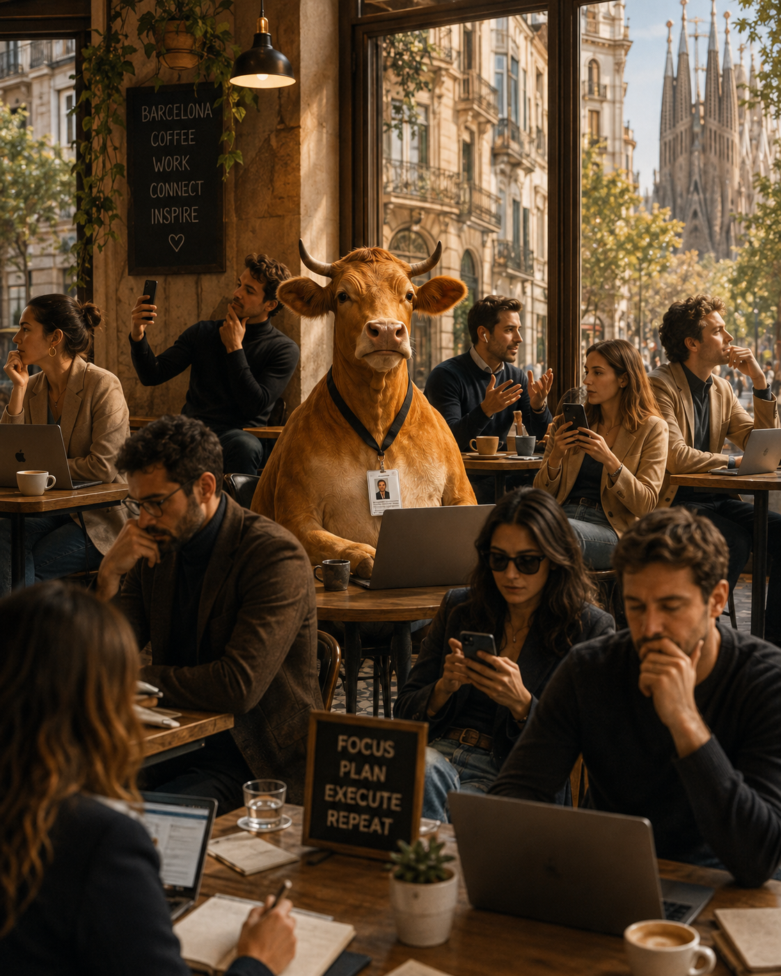 Cow Alma and the People Who Look Busy