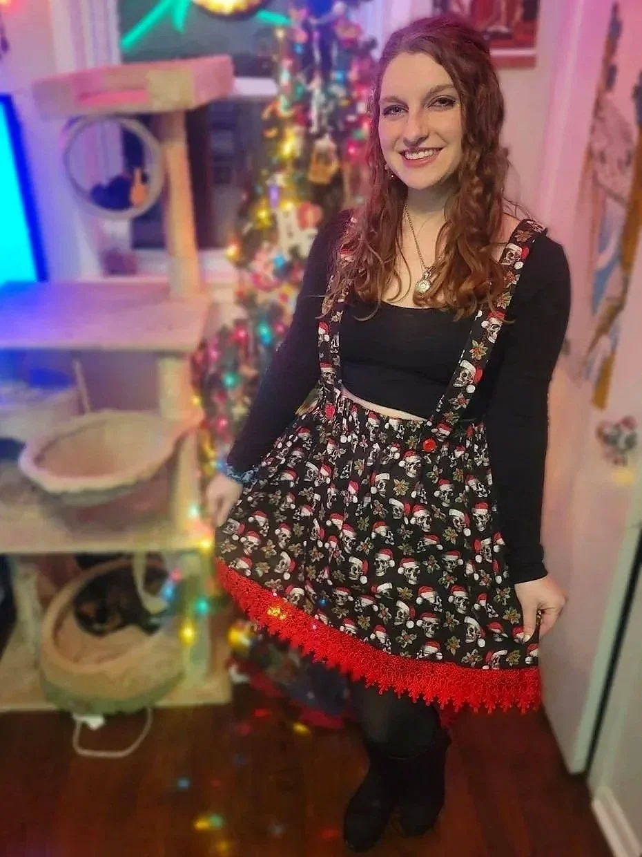 Merry Skullmas Suspender Skirt