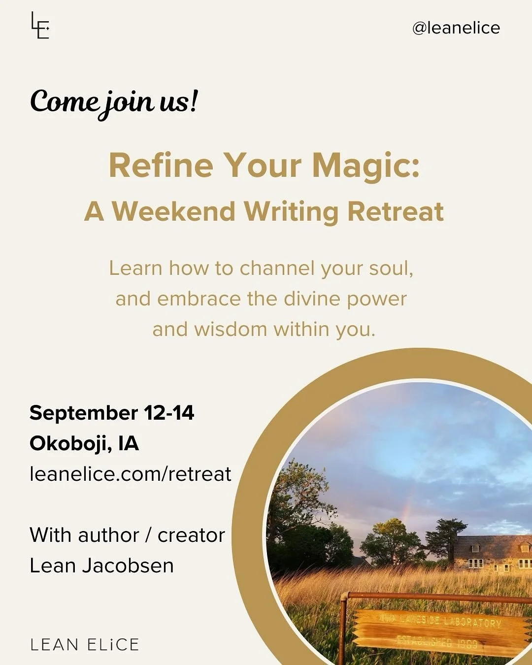 🙌🏻 Join us for Refine Your Magic: A Weekend Writing Retreat this September in the Heartland! Come to reset, rebalance, and reclaim your true essence. Unfurl your inner magic as you learn to channel soul and act from that inspired place.&nbsp;

💫 F