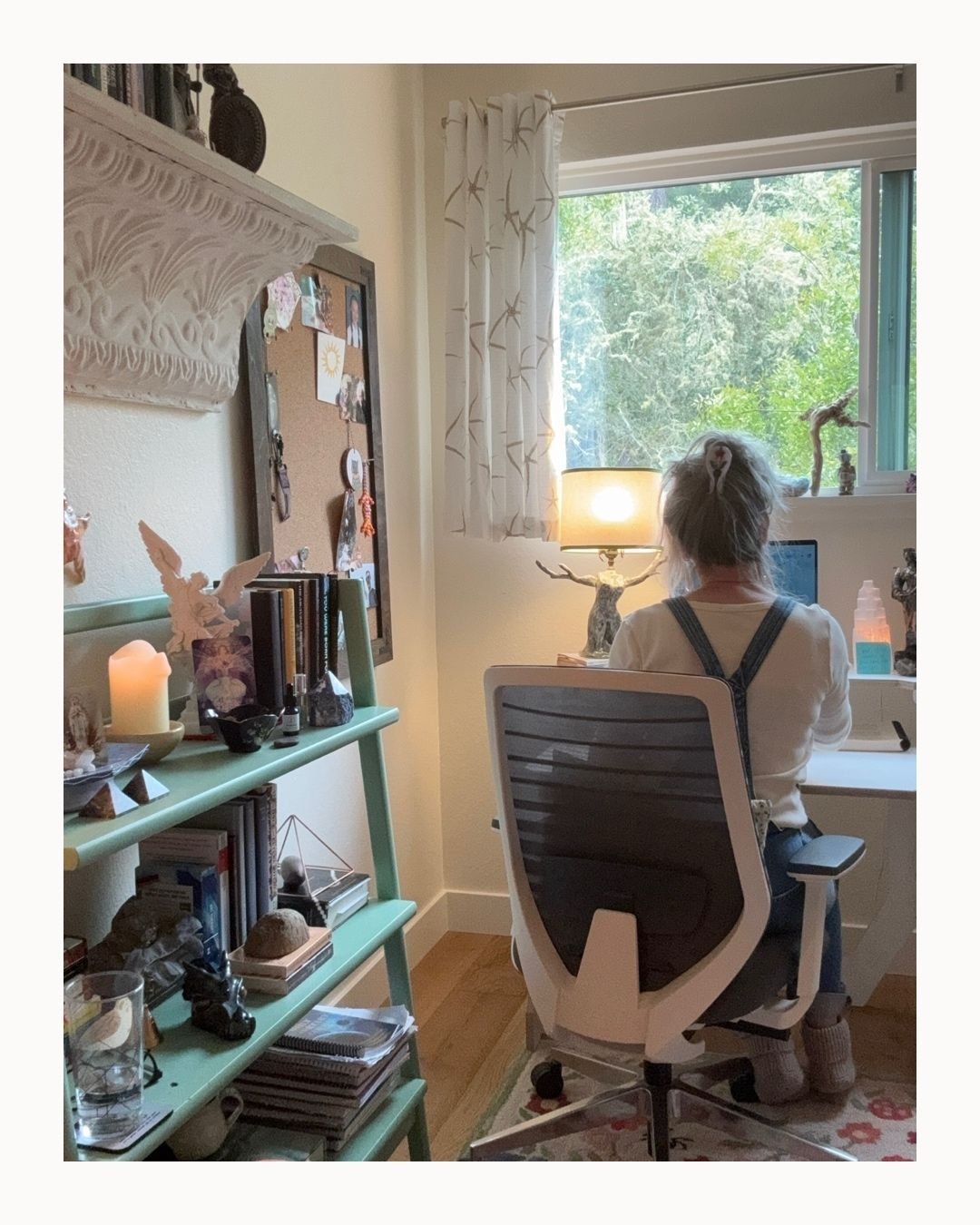 Since moving to California's Central Coast, each day has been a step in self-discovery, resilience, and re-learning and learning new things. Creativity has been one of the greatest doors that this timeline has opened for me.

This is my little office