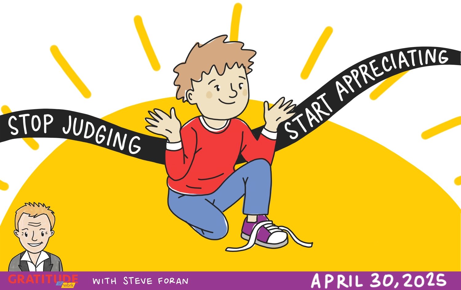 Cartoon illustration of a boy with untied shoelaces