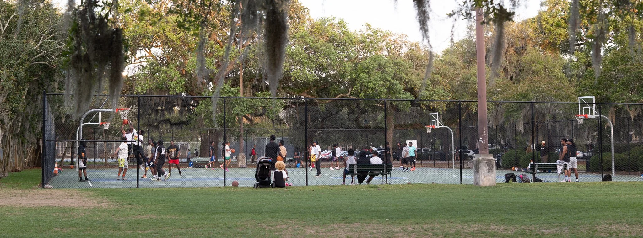 Basketball courts in Forsyth Park in Savannah, GA