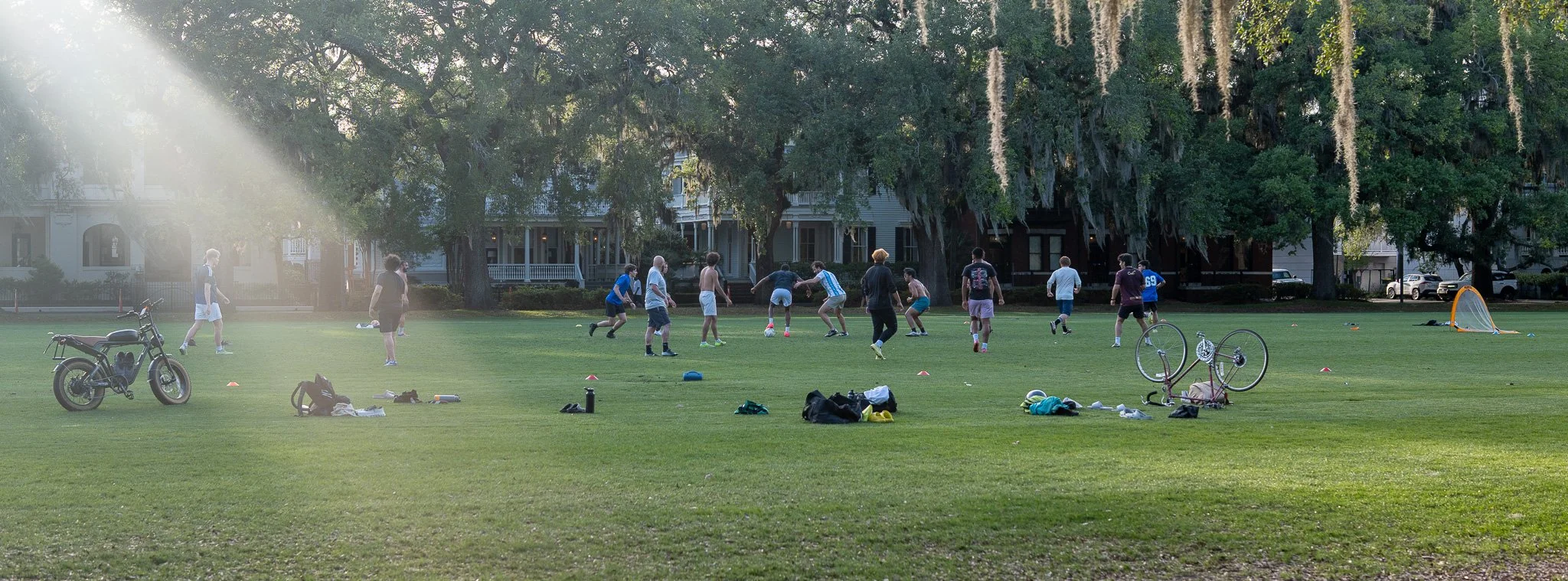 Soccer game at Forsyth Park