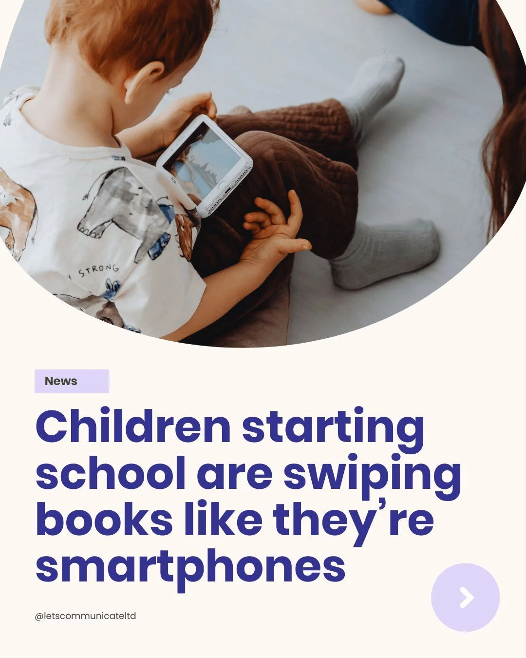 This news article caught our eye...

Sky News reported that nearly a third of kids can't use books when starting school and try to swipe them like phones.

School staff also report that around 28% of children started school unable to eat and drink in